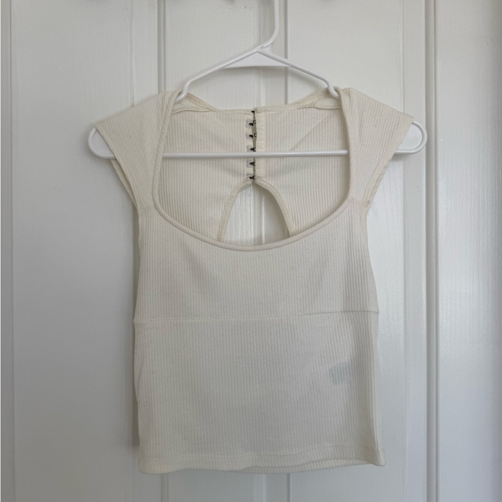 Urban Outfitters Cream Cap Sleeve Women's Top